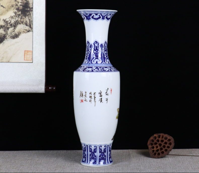 Be born blue and white porcelain vases, jingdezhen ceramics furnishing articles sitting room dry flower arranging flowers, hand - made decorative handicrafts