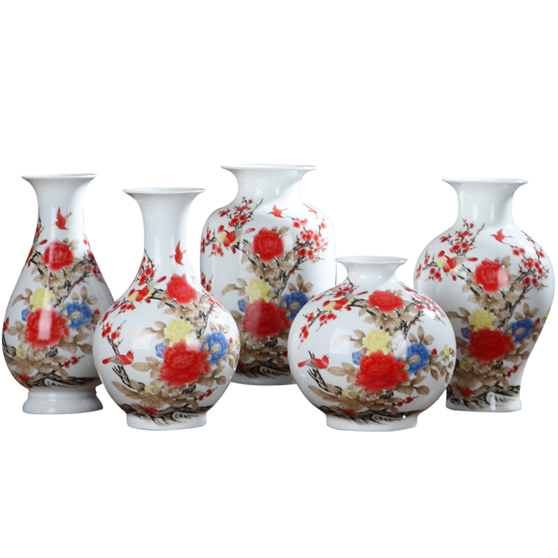The New vase furnishing articles sitting room flower arranging Chinese jingdezhen ceramics dried flower adornment small porcelain flower receptacle plate