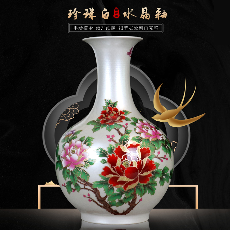 Crystal glazed pottery jingdezhen porcelain vase desktop furnishing articles sitting room flower arranging flowers, flower implement Chinese style decoration