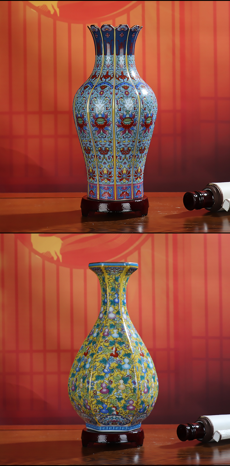 Zodiac furnishing articles sitting room of Chinese style antique vase is colored enamel up jingdezhen ceramics craft ornaments