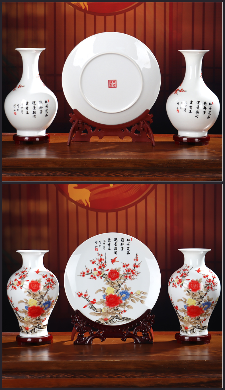 The New three - piece vase furnishing articles dried flower flower arranging jingdezhen ceramic Chinese style household office sitting room adornment