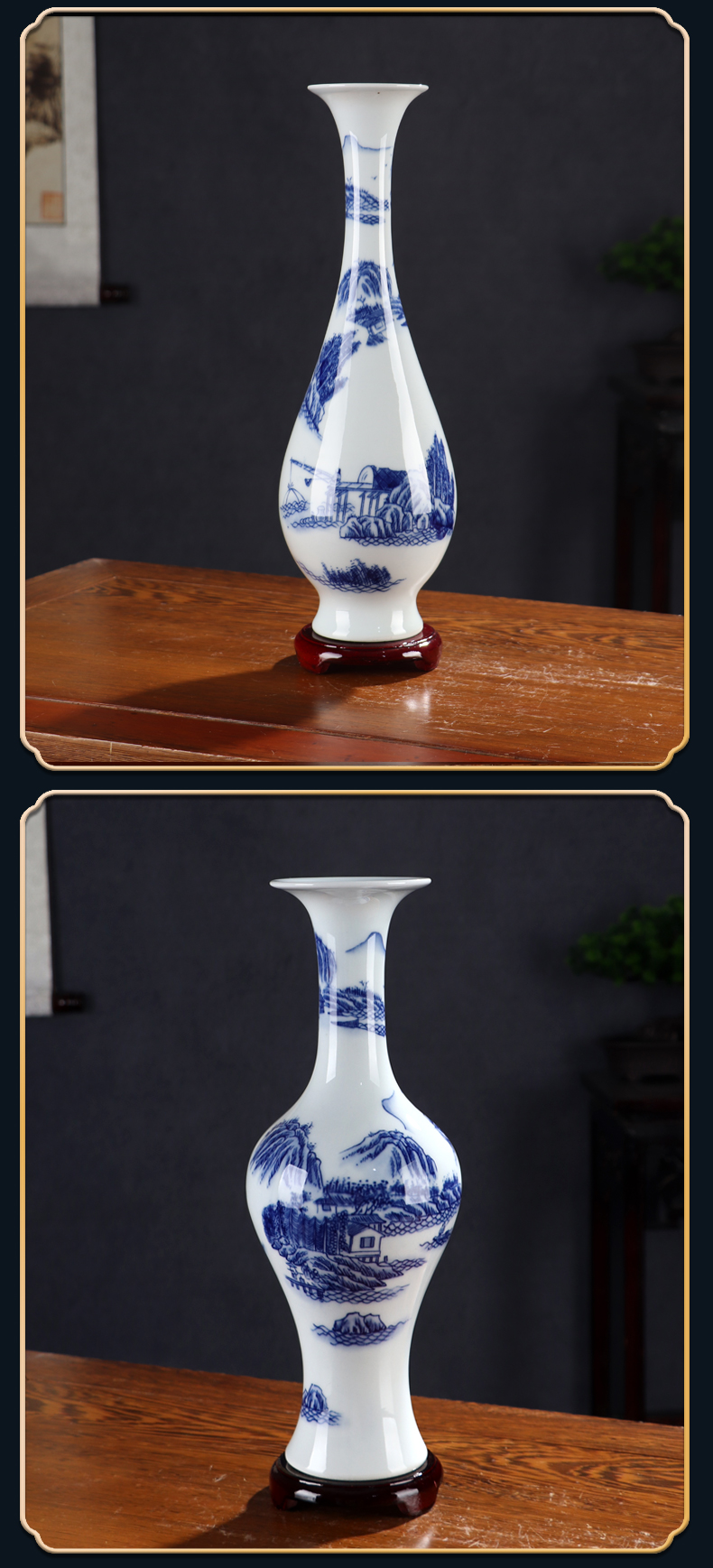 Combination of blue and white porcelain vase furnishing articles flower arranging archaize sitting room adornment Chinese jingdezhen ceramics high landscape model