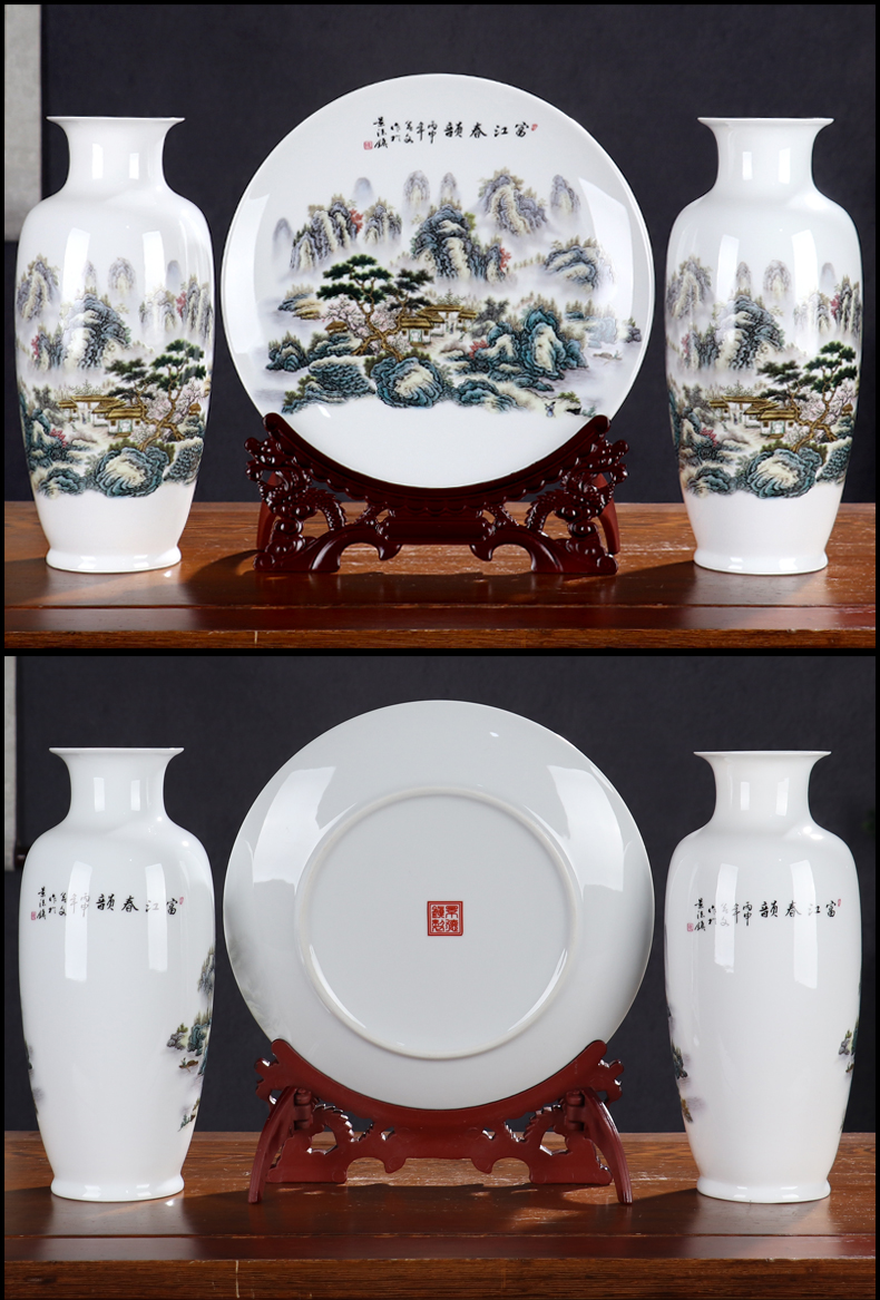 New Chinese style of jingdezhen ceramics wine place living room TV cabinet office rich ancient frame decorative arts and crafts