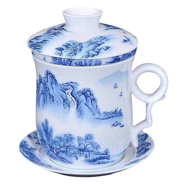 New dragon ceramic cup four cups with cover filter tea cup cup keller master home office meeting