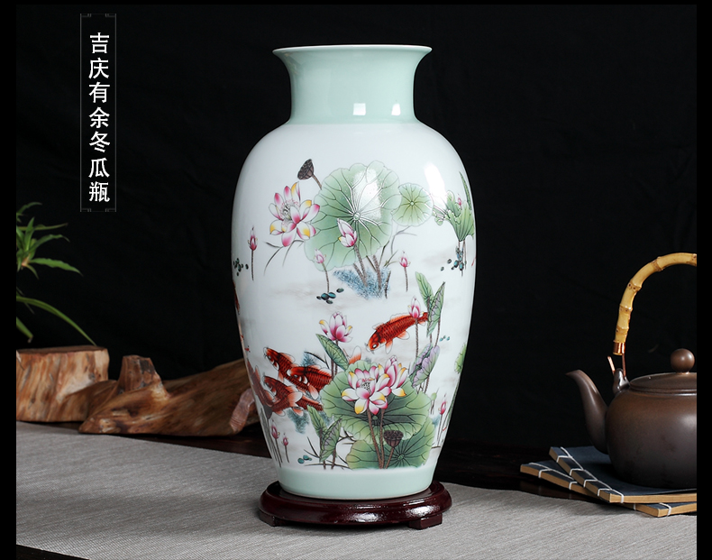 Jingdezhen ceramics vase furnishing articles sitting room dry flower arranging flowers modern TV cabinet rich ancient frame decorative arts and crafts