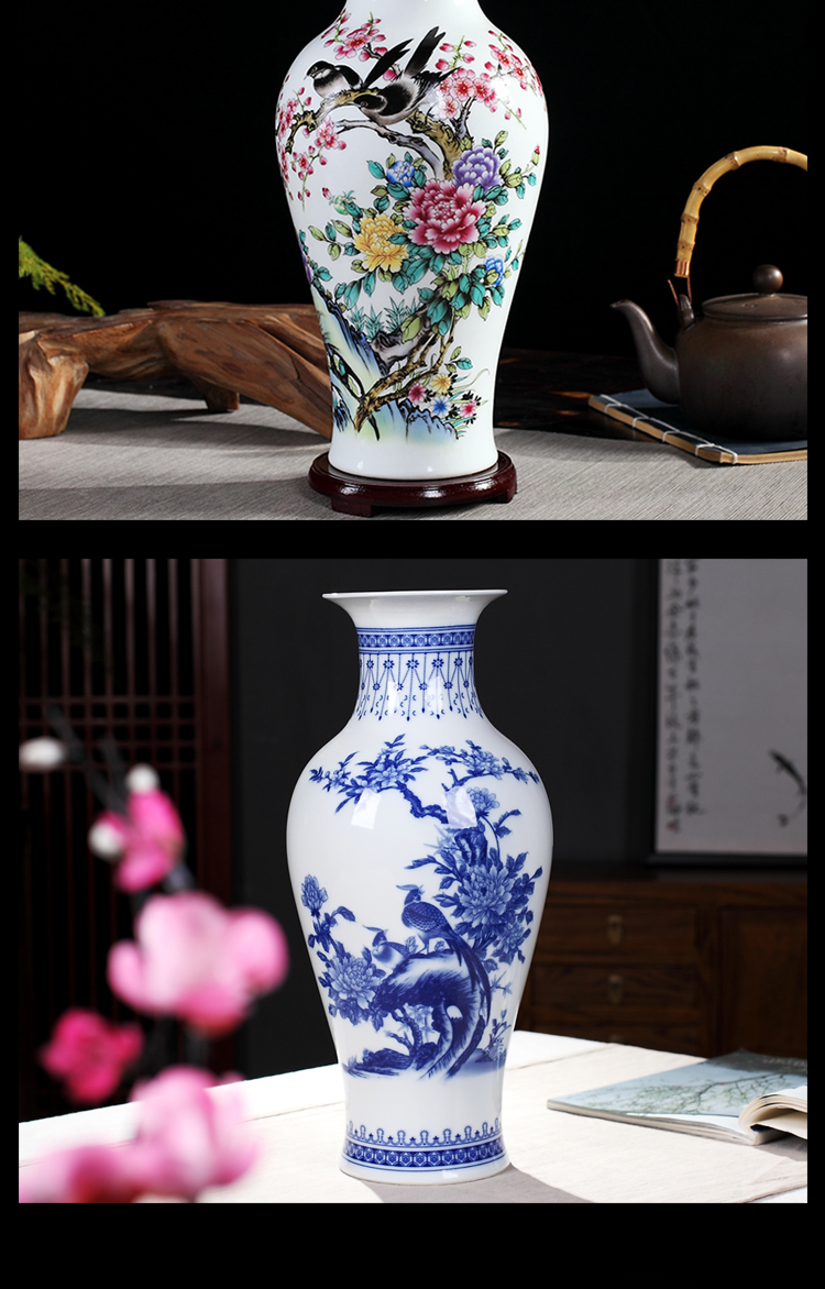 I and contracted new Chinese jingdezhen porcelain ceramic vase furnishing articles, the sitting room is blue and white trinket dried flower arranging flowers