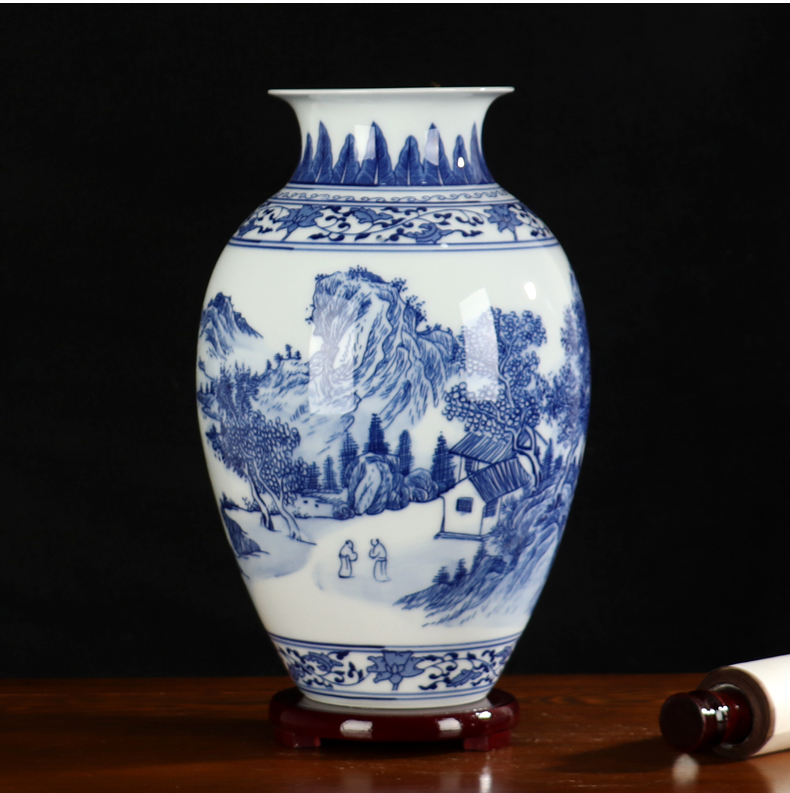 Chinese blue and white porcelain vase peony gourd landscape of archaize of jingdezhen ceramics furnishing articles sitting room adornment handicraft