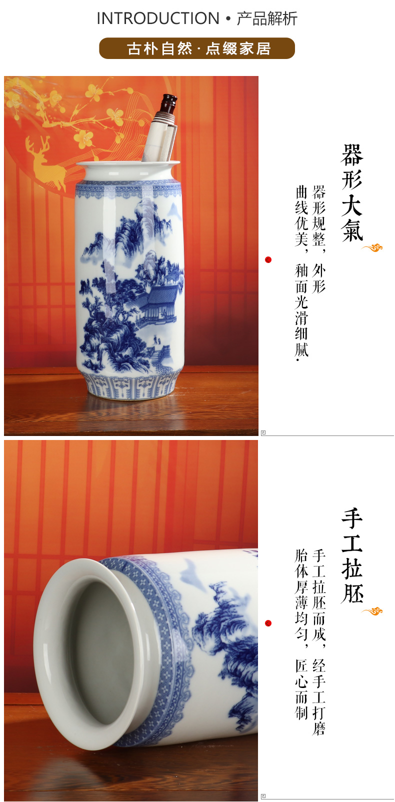 F tube bottles of jingdezhen ceramics vase furnishing articles sitting room dry flower arranging flowers I and contracted style craft ornaments
