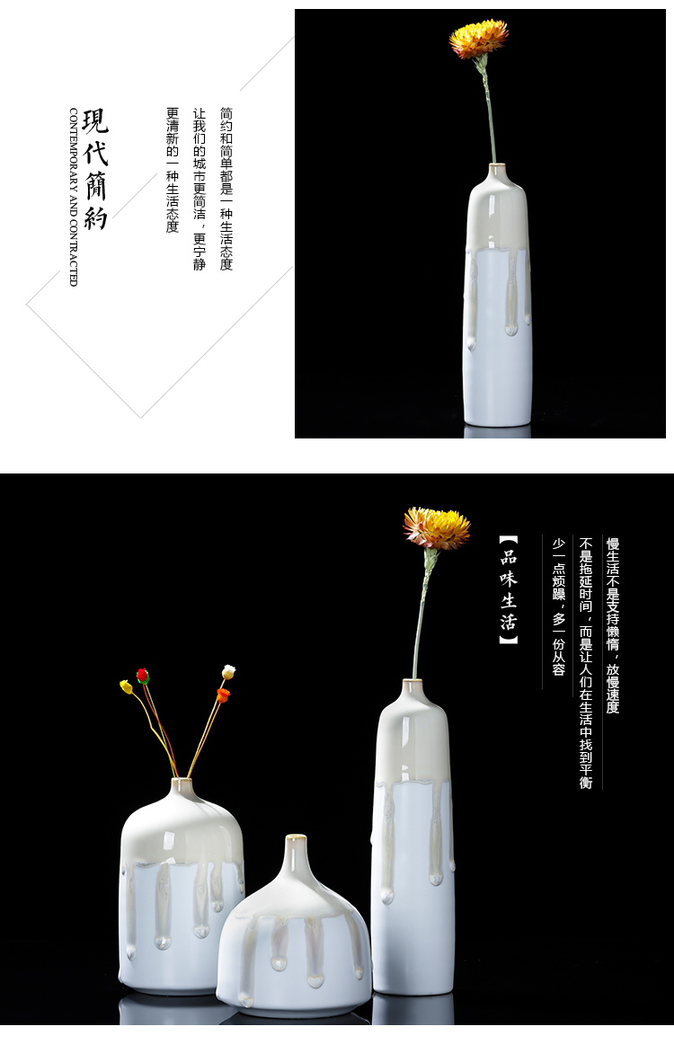 The Nordic vase three - piece jingdezhen ceramics creative contracted furnishing articles dried flower arranging flowers decorate The sitting room is small adorn article