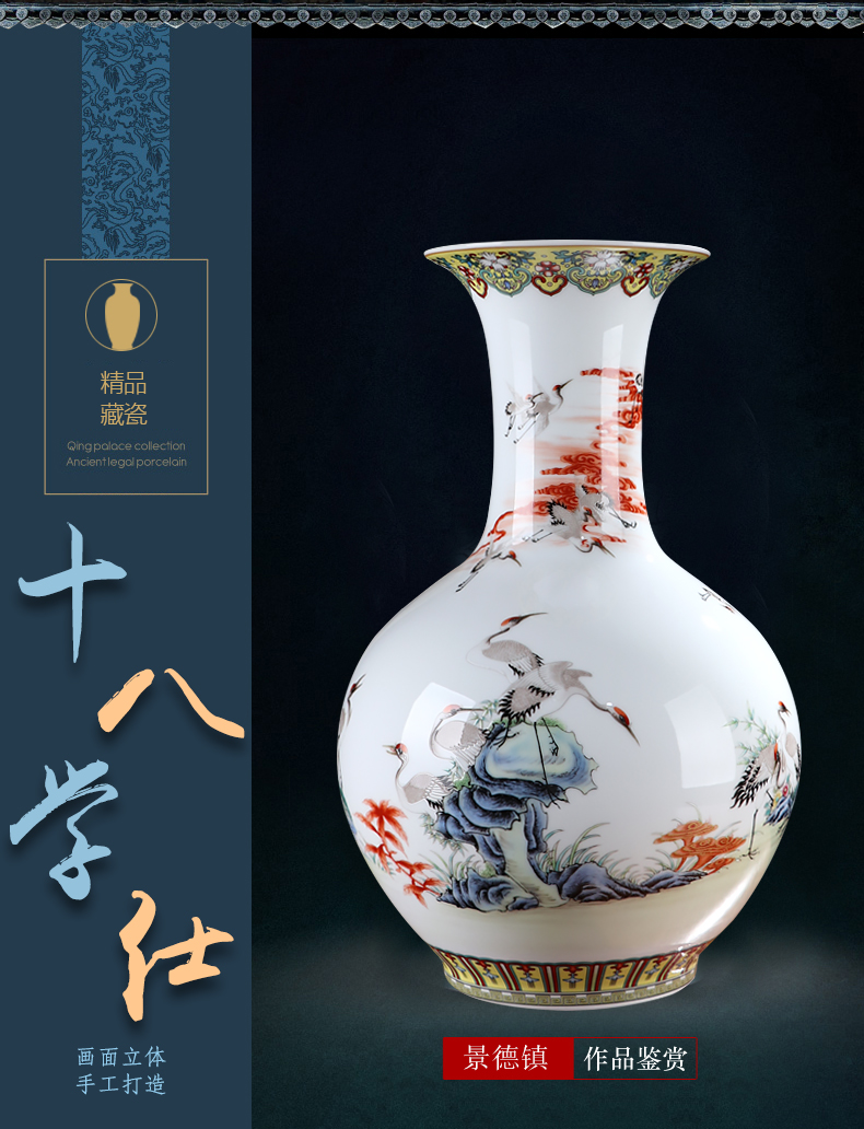 Fine ceramic vase vase of porcelain of jingdezhen chinaware big sitting room adornment manual craft Chinese flowers, dried flowers