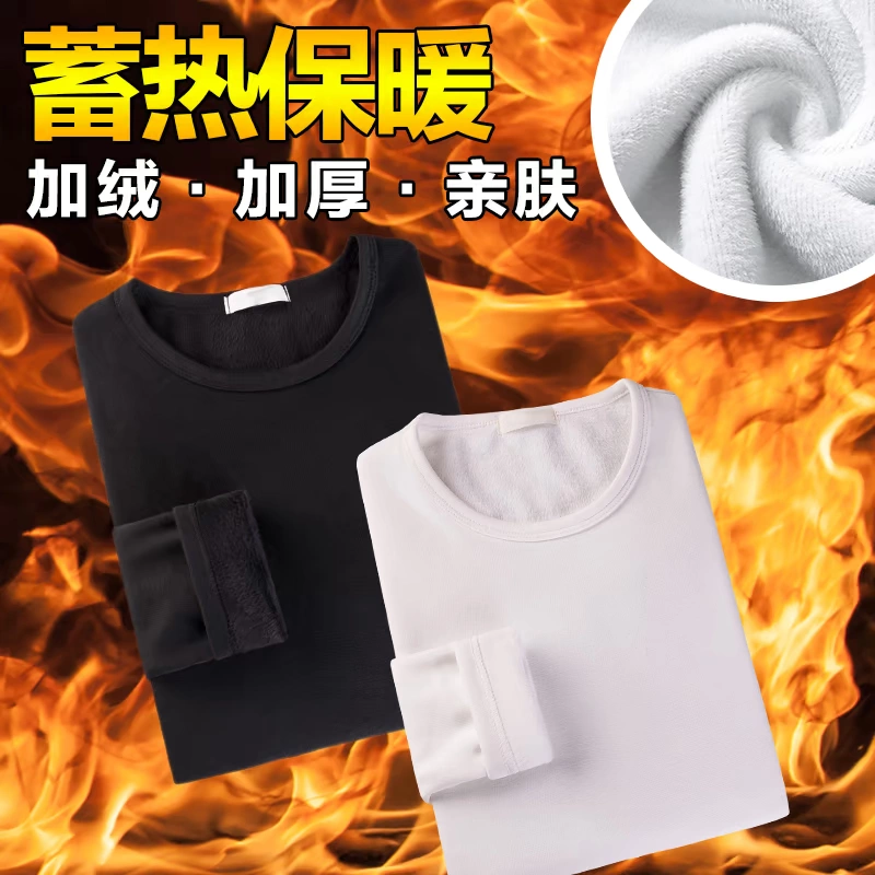 Mùa thu đông mới phiên bản Hàn Quốc của những chiếc áo thun nam tay dài thanh lịch cổ tròn cộng với áo nhung dày màu đáy thủy triều