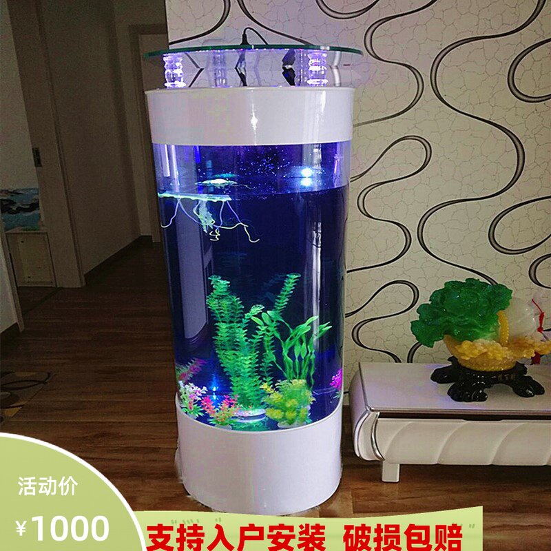 Gold fish tank semi-circle glass living room small and medium sized eco-home landing fish tank aquarium leaning against wall sloth free of change water