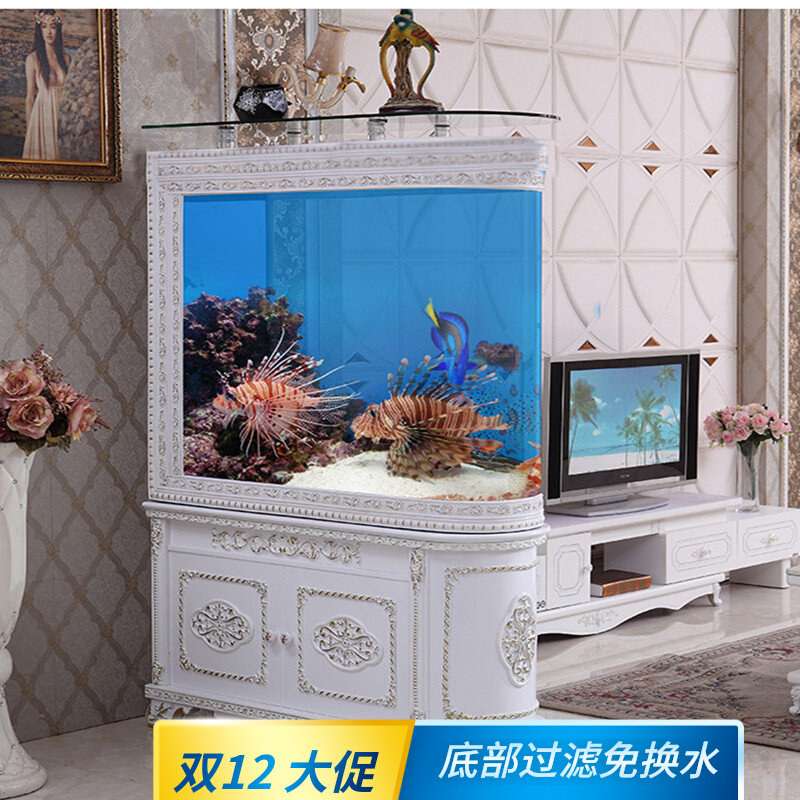 European-style bullet screen partition glass living room household fish tank ecological aquarium bottom filter landscaping mute