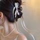 Exquisite ballet style grabber clip with ribbon bow hair clip for the back of women's head, elegant and elegant shark clip ins