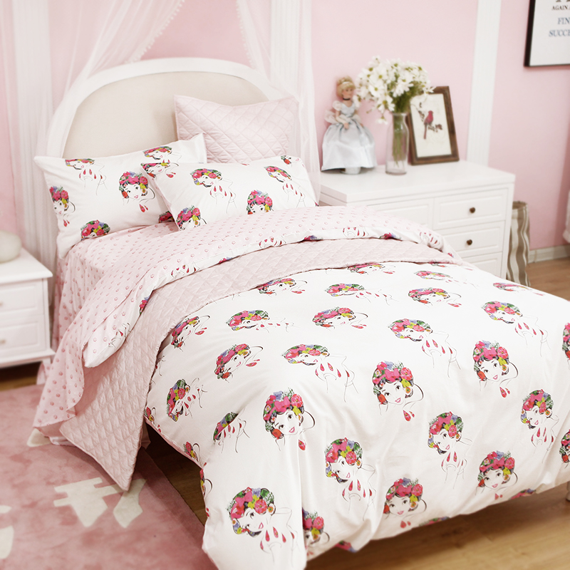 Blue Platinum Home Spinning Four - piece Garden Princess Series Children Cartoon 60s Gun Bed Supplies Kit