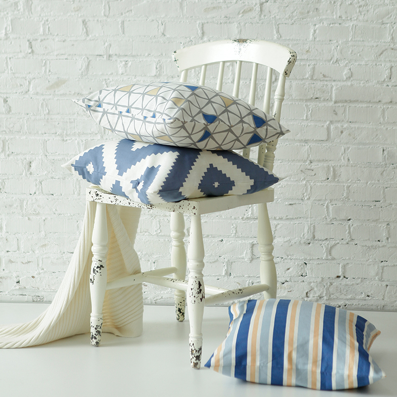 Blue platinum home spun children 45x45cm cotton linen pillow cover cushion cover