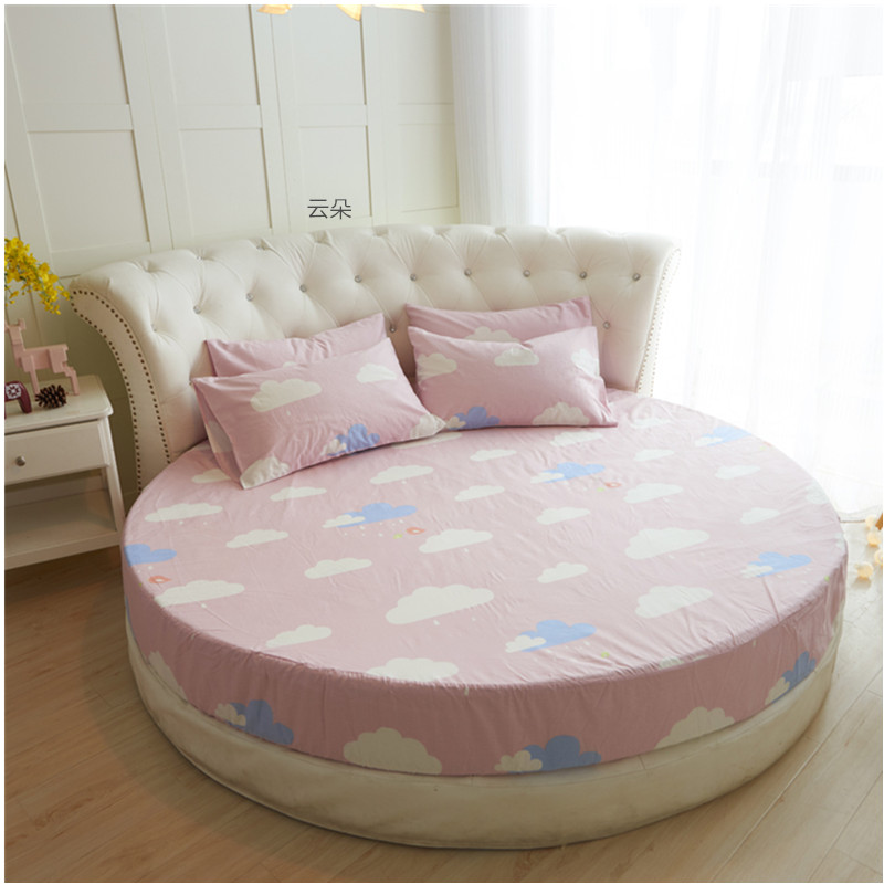 Công chúa gió tròn giường bốn mảnh đặt 2,2 m giường khách sạn bông trắng tinh khiết giường tròn giường giường tròn gối kèm chăn