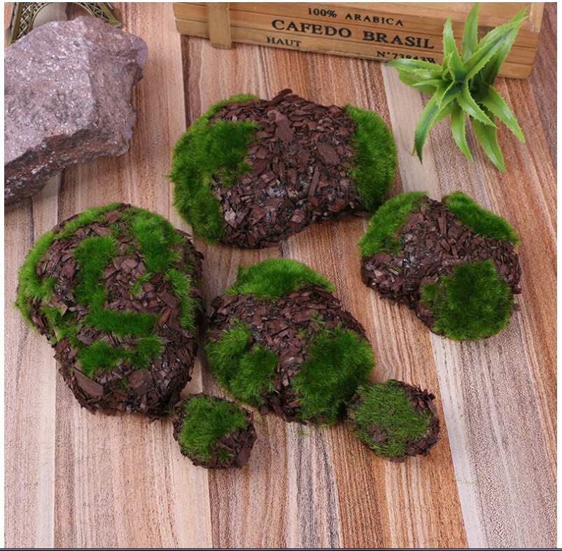 Simulation of green moss stone multi-shape mulching green moss block simulation of wool stone fake flower simulation green plant