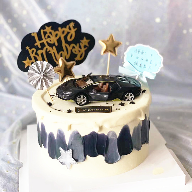 Net Red Sports Car Car Cake Decoration Swing Trim Red Black Small Car Alloy Back Force Car Mold Baking Cake Accessories