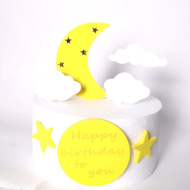Moon Star Cloud Set Birthday Cake Decoration Link Bakery Cake plugin Accessories Dessert Stage Dress