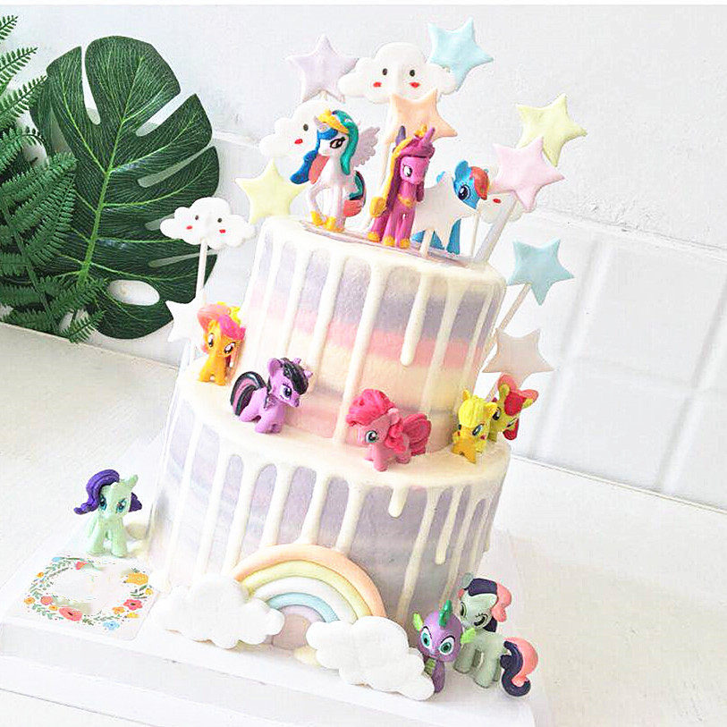 Baking Decorated Cake Pendulum set of 12 Fitting Rainbow Pony Children Cake Sit-in Toddler Child Dessert Terrace