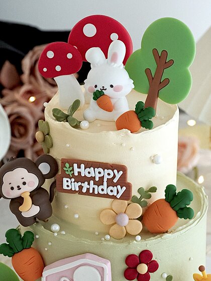 网红可爱卡通生肖小动物宝宝生日周岁百天满月蛋糕装饰甜品台摆件