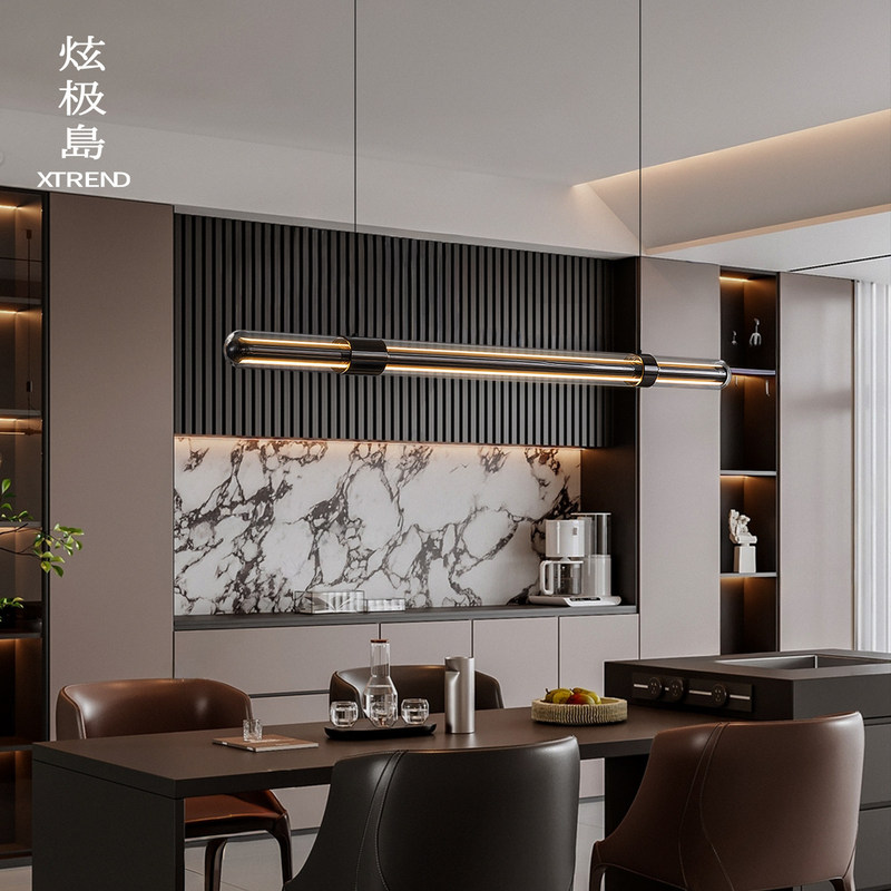 Restaurant Chandelier, Italian Minimalist Style, Long Strip Dining Table Lamp, Glass Light Luxury, Modern Simple New Model, Adjustable Restaurant Lamp
