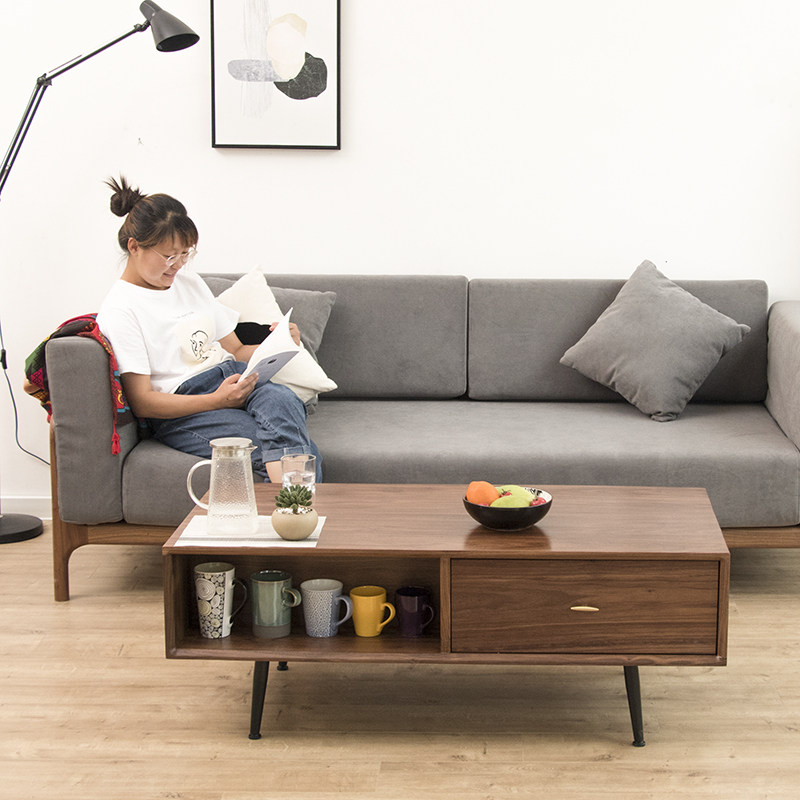 Nordic Wind Solid Wood Tea Table Minima Tea Table Small Family Dining Room Tea Table Oak Wood Cherry Wood Walnuts Wood Coffee Table