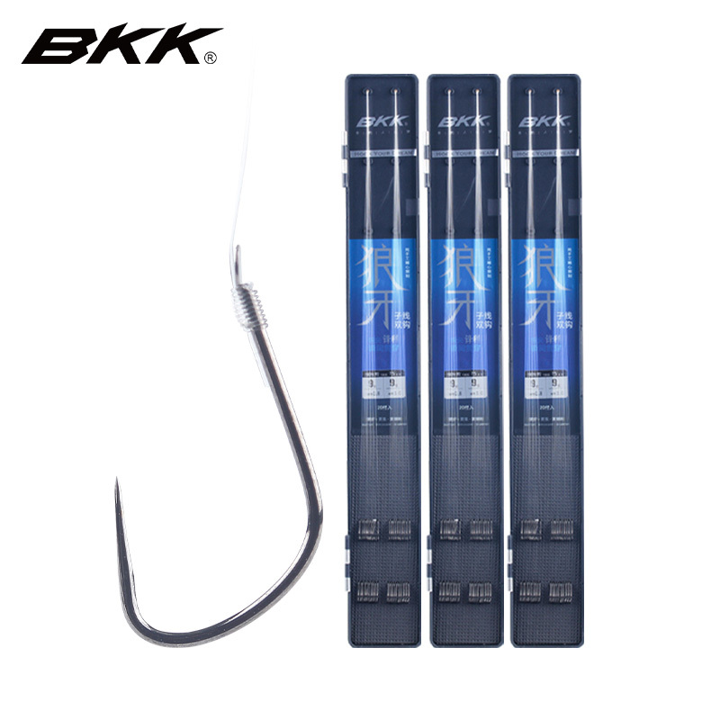 Bkk Wolf Tooth Sub-Line with Double Hooks for Competitive Fishing, Black Pit Freshwater Fish, Carp, Crucian Carp, High Carbon Steel, Barbless