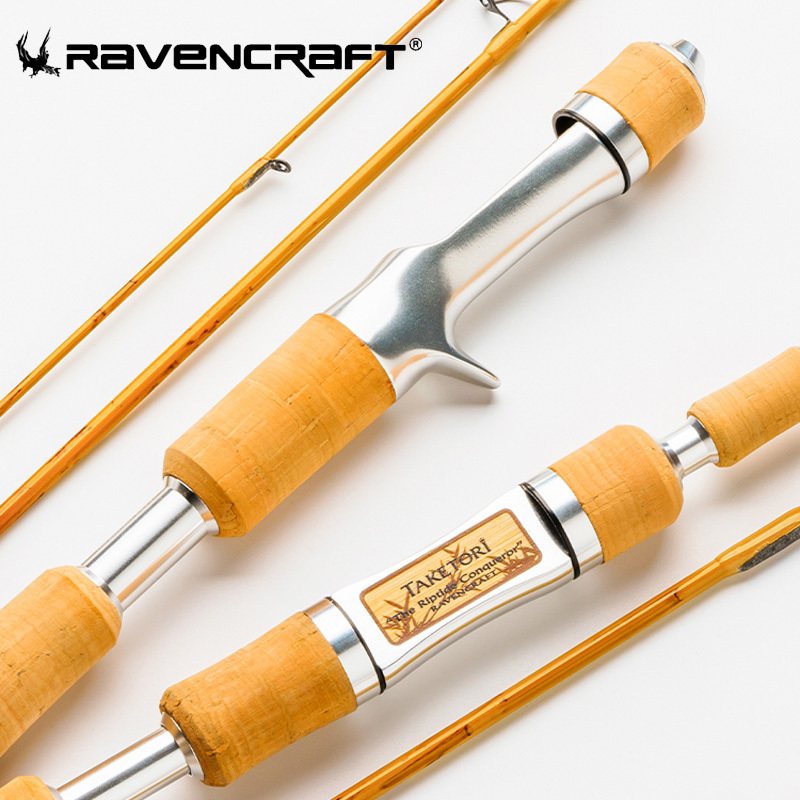 Ravencraft Bamboo Stream Rod for Casting Small Lures, Trout, Bass, Lightweight Multi-Section Fishing Rod