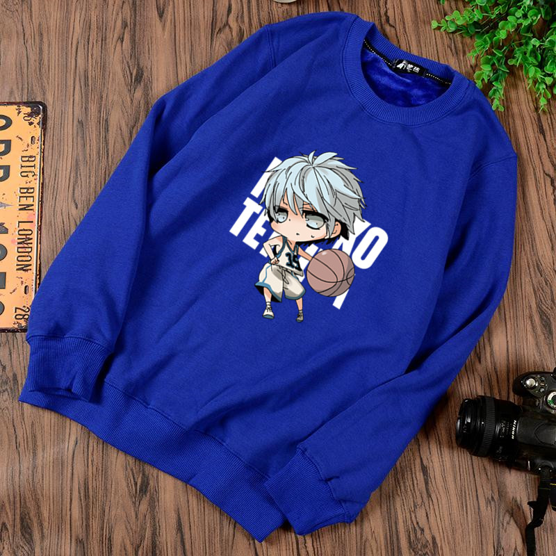 Mùa thu đông cộng với áo thun nhung cotton dày tay dài trẻ trung nam rộng size áo len ấm áp áo len nam cổ tròn
