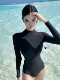 Women's swimsuit for fat girls to cover their flesh 2023 new hot spring internet celebrity style one-piece triangle racing conservative long sleeves