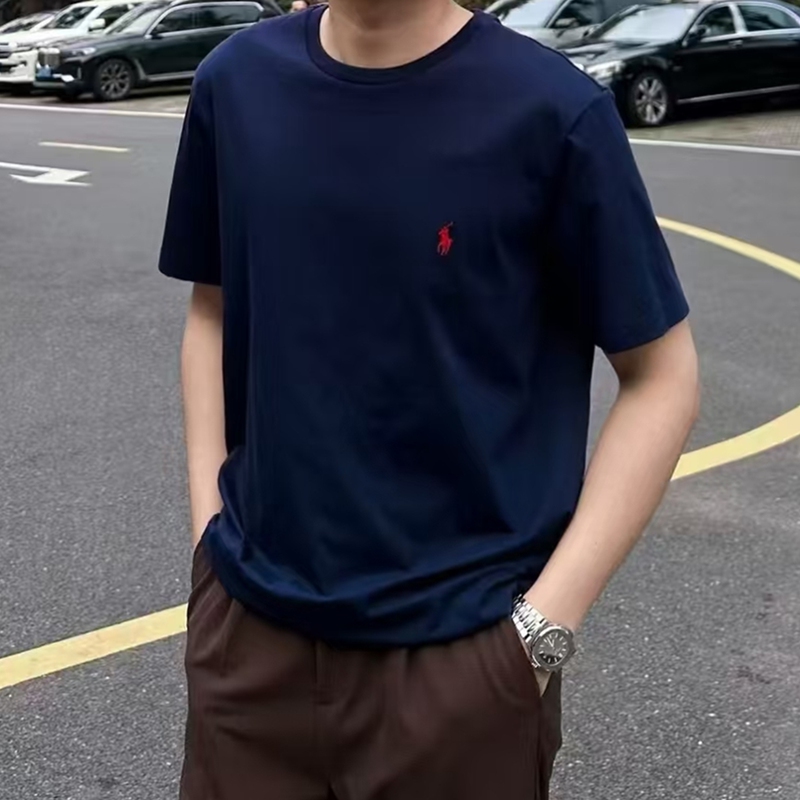 Ralph Lauren Ralph Lauren Round Neck Short-Sleeved T-Shirt New Style Pure Cotton Breathable Slim Half-Sleeved Base Shirt for Men