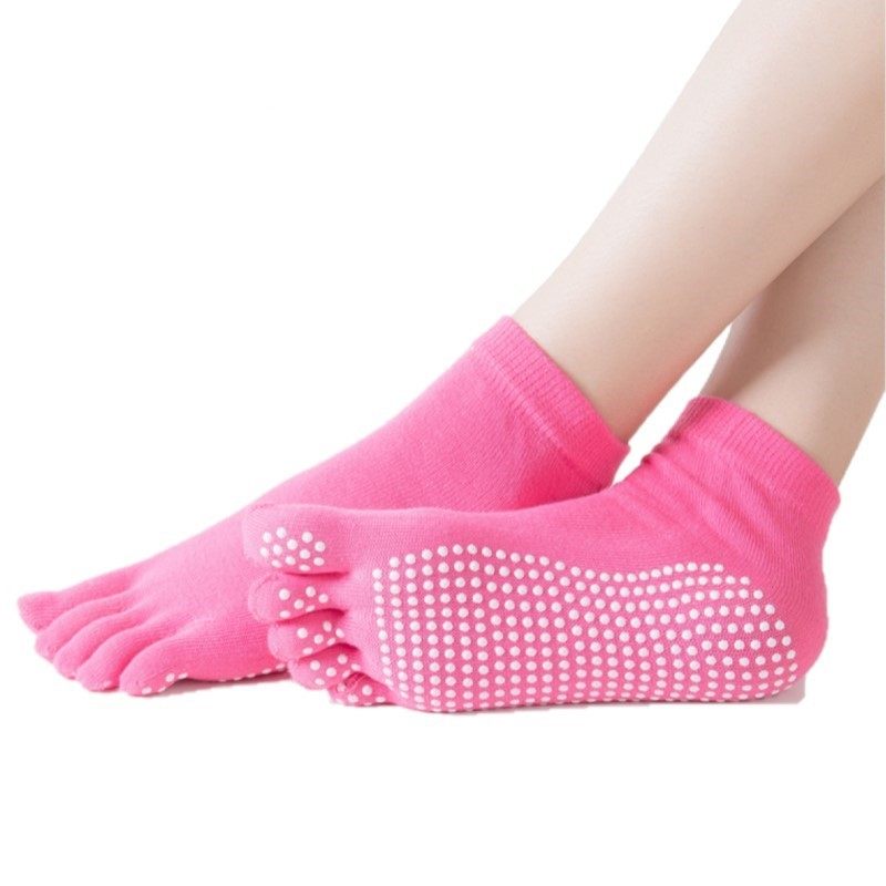 Non-slip five-toed socks four seasons yoga socks sports toe socks color cotton deodorant toe socks rose red striped toe socks