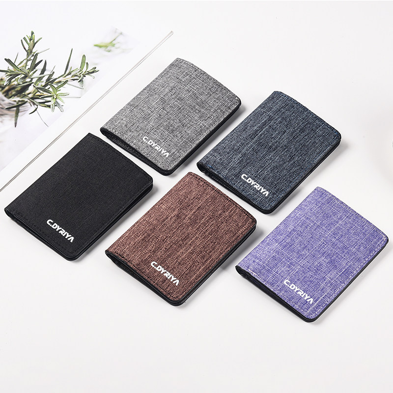 Canvas Ultra Slim Mini Short Wallet Men's Driver's License Card Bag Integrated Small Minimalist Student Thin Money Wallet