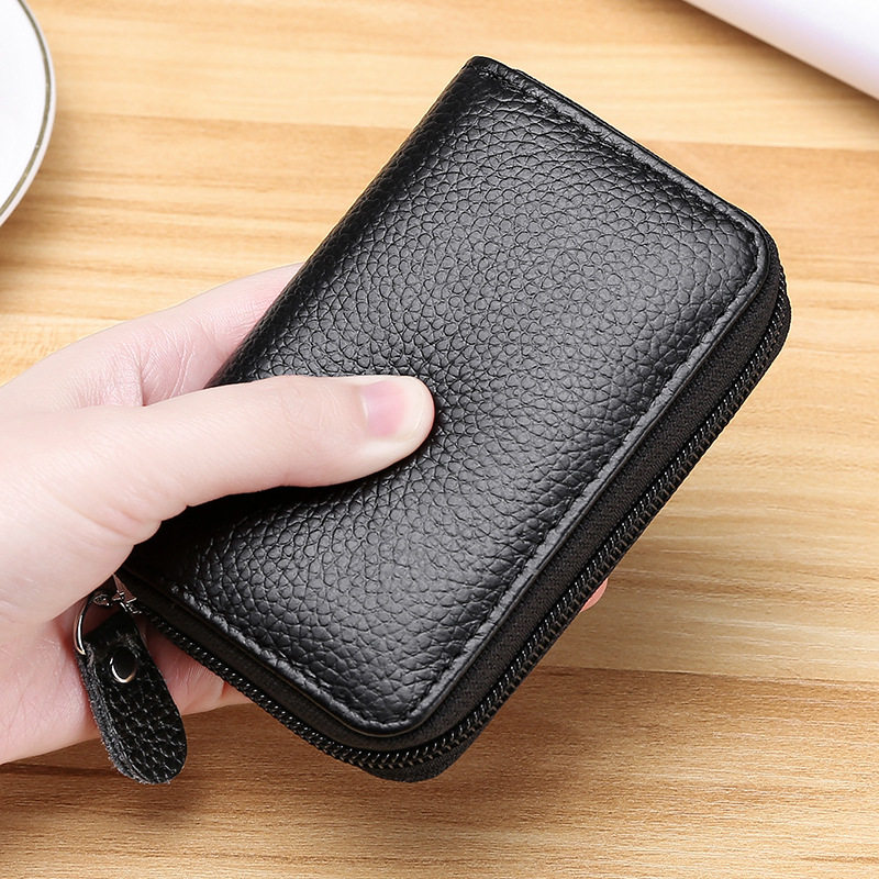 Genuine leather card bag men Multi-clamping head layer Bull Leather Bracelet card Package Multi-functional Female Type Documents Cardholder small card holder