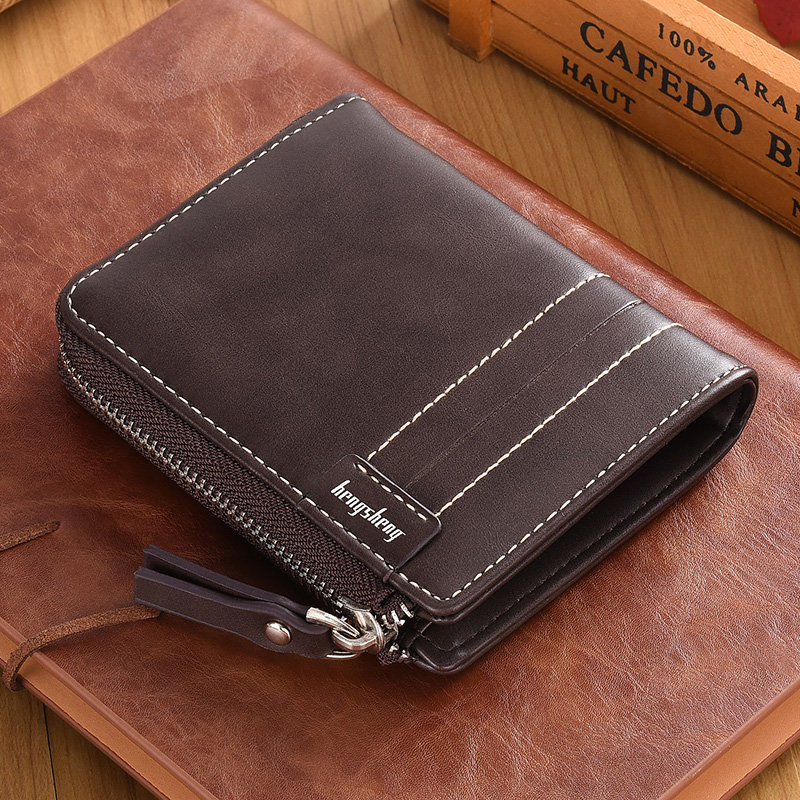 Men's wallet Short-style versatile retro-bracelet Money clip Multi-position Fashion Young students Vertical Personality Leather Clips