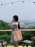 [luself小众字母印花minitmute帆布包韩系少女夏日色系大容量布袋]