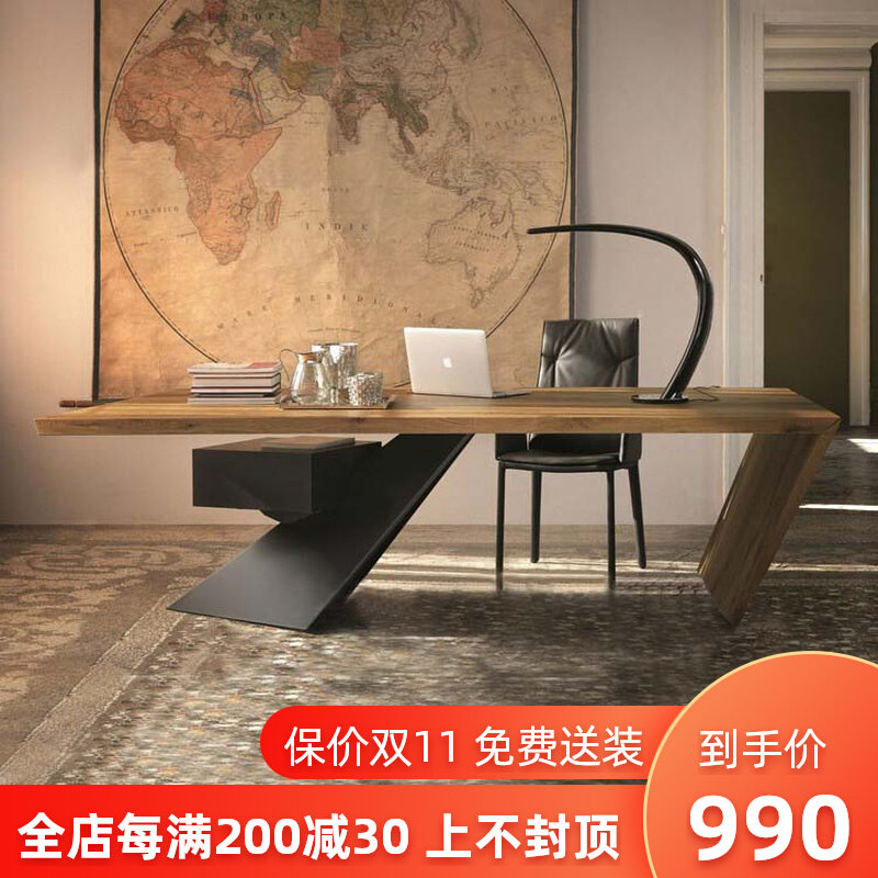 Loft retro desk solid wood computer desk desktop industrial style simple modern iron boss desk creative desk