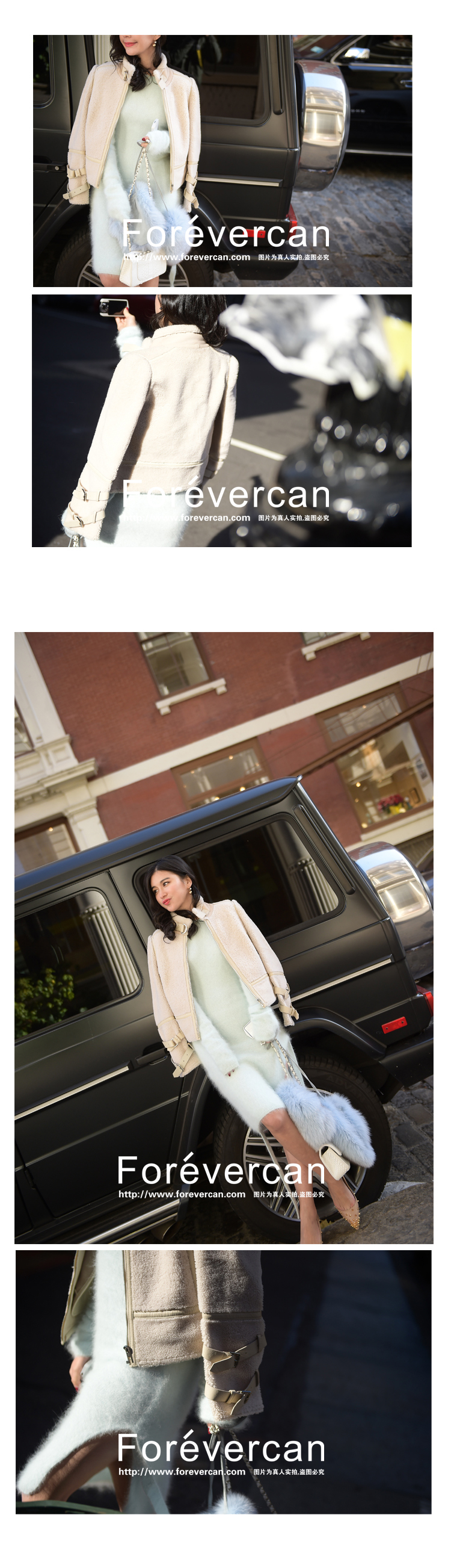 Forevercan Winter Sản phẩm mới Úc Fur One Whitening Thin Lamb Short Jacket áo khoác lông nữ