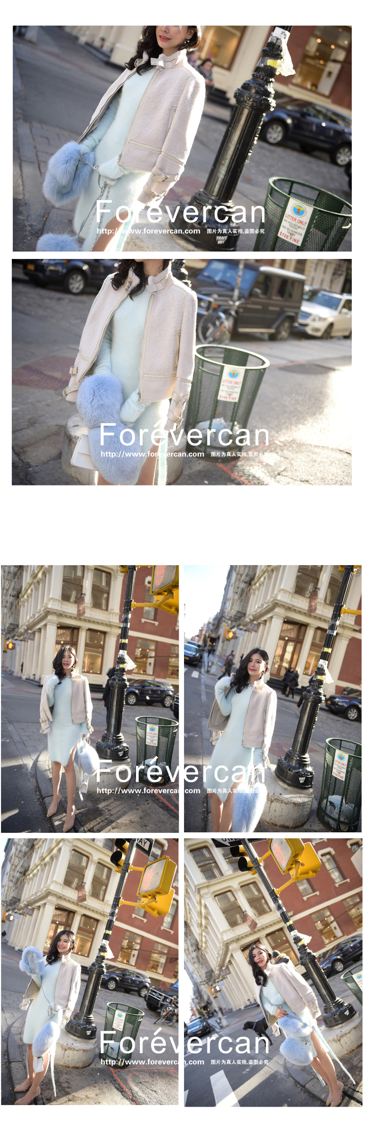 Forevercan Winter Sản phẩm mới Úc Fur One Whitening Thin Lamb Short Jacket áo khoác lông nữ