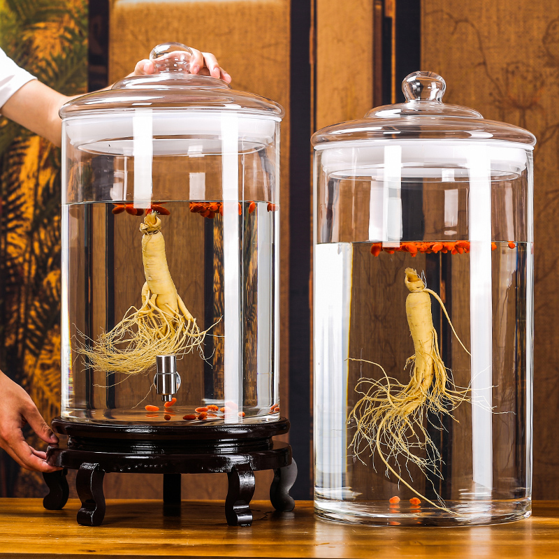 Bubble Wine Glass Bottle Home Upmarket Sealed Medicinal Liquor Tank 50 Jin Large Capacity Wine Vat Ginseng White Wine Deposit Altar Container-Taobao