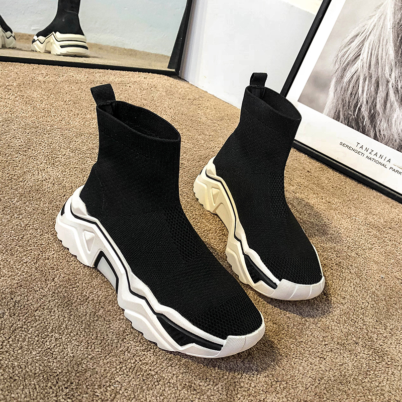 Elastic high-top socks shoes women's ins tide 2022 autumn new all-match European station knitted dad sports boots