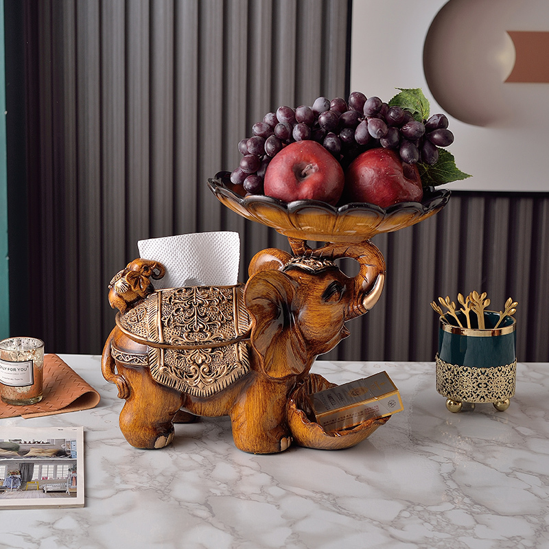 Free Shipping Nationwide European-Style Fortune Elephant High-End Ornament Tissue Box Creative Decoration for Living Room Tea Room Household Fruit Plate
