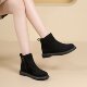 Brown flat snow boots women's cotton shoes 2025 winter new style plus velvet thickened warm short boots thick sole non-slip boots