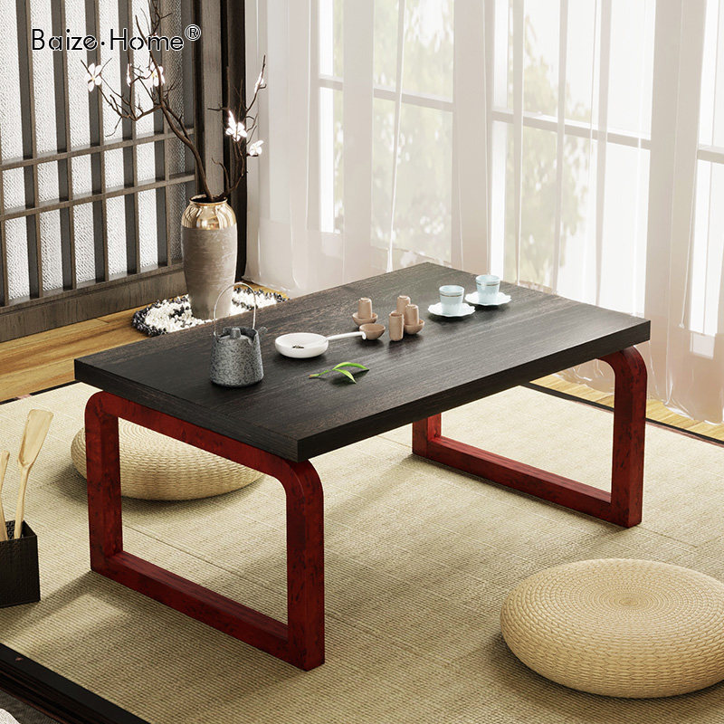 Japanese Tatami small table Foldable bay window small coffee table Kang table Household low table Sitting on the ground Solid wood low table