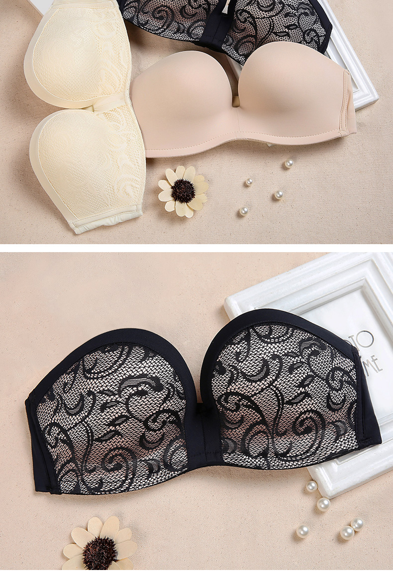 Strapless bra đồ lót vô hình dán ngực nữ cưới thu thập non-slip hỗ trợ trên không có vòng thép phần mỏng vẻ đẹp trở lại ống top