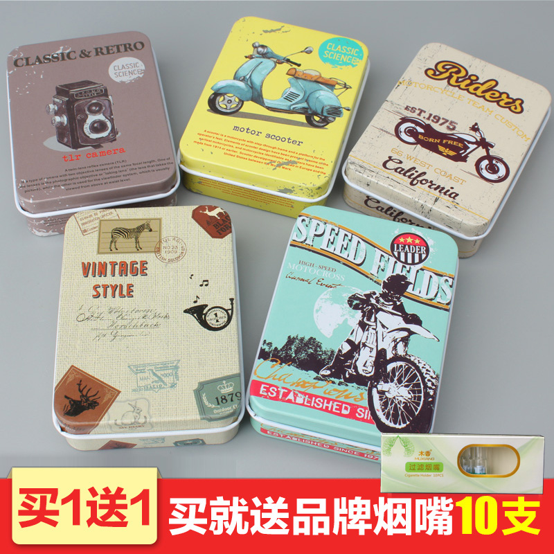 MUXIANG PORTABLE SMOKING BOX 20 LOADED SQUARE MMOUTH IRON CASE TOBACCO BOX CREATIVE INCENSE SMOKE BOX MOISTURE-PROOF