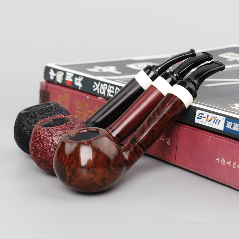 Wood-scented briar pipe men's freestyle handmade smoking set solid wood acrylic cigarette holder without filter pipe accessories