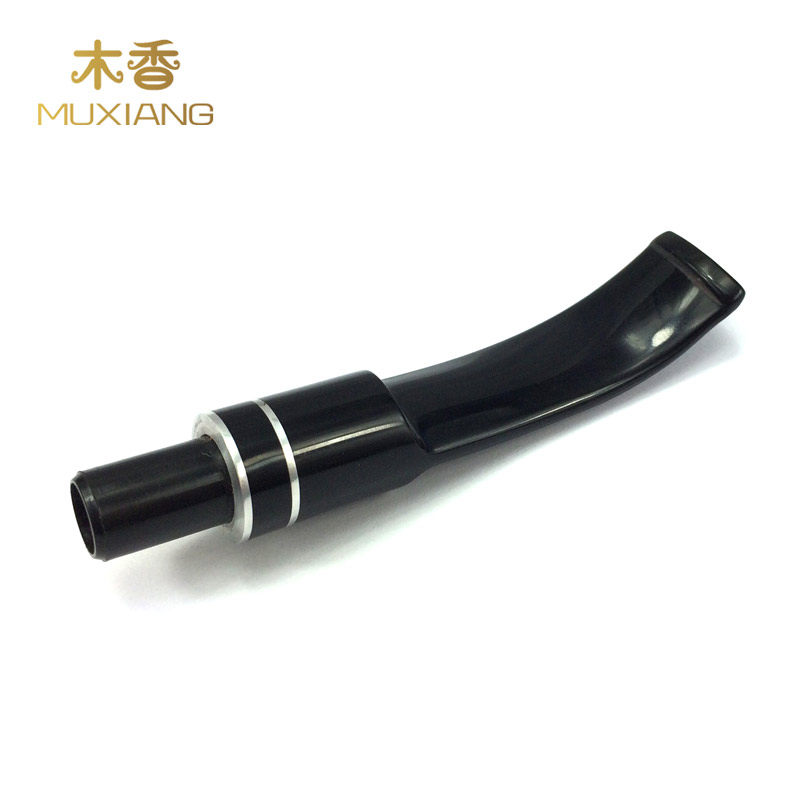 Wood - curved handle saddle silver metal double ring cigarette with silver circle pipe cigarette cigarette accessories